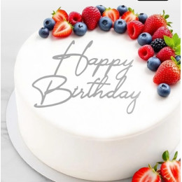 Топпер торцевой  "Happy birthday", серебро