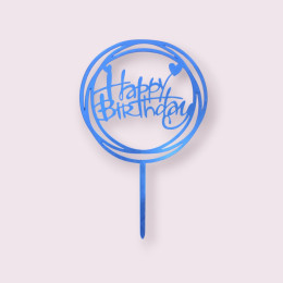 Топпер  "Нарру birthday" круглый, синий