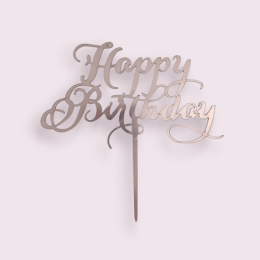 Топпер  "Нарру birthday",  розовый с вензелями