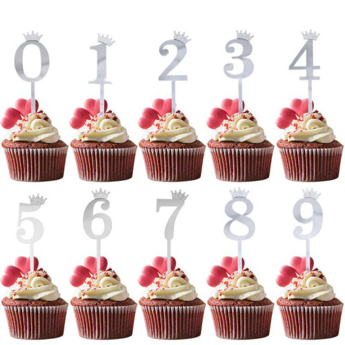 Топпер акриловый "Цифра 8" серебро по лучшей цене