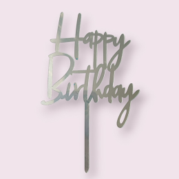 Топпер "Happy birthday", серебро