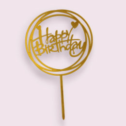 Топпер  "Нарру birthday" круглый, золото