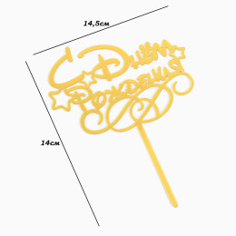 Топпер "С днем рождения" золотой