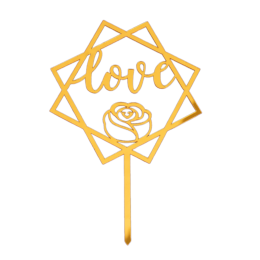 Топпер "Love с розой" золото