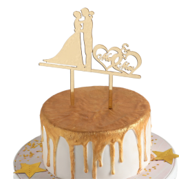 Топпер для торта "Свадьба" золото