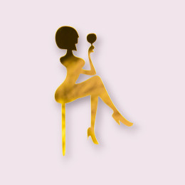 Топпер "Девушка с бокалом" золотой