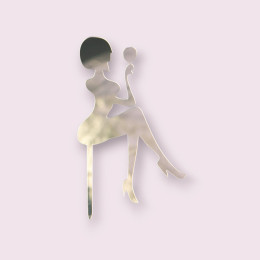 Топпер "Девушка с бокалом" серебро