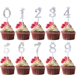 Топпер акриловый "Цифра 1" серебро