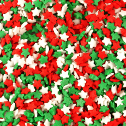 Посыпка сахарная "Звёзды красно-бело-зелёные" (30 гр)