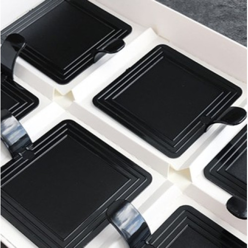 Подложка для пирожных пластиковая квадратная с держателем