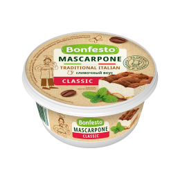 Сыр мягкий "Маскарпоне" с массовой долей жира 78%, Bonfesto, 250гр