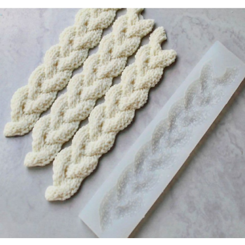 Силиконовый молд Узор косичка для кондитеров – идеальный инструмент для создания объемных украшений из мастики, марципана и шоколада