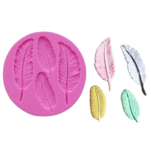 Молд силиконовый для кондитеров Перышки 4 ячейки для украшения тортов и десертов