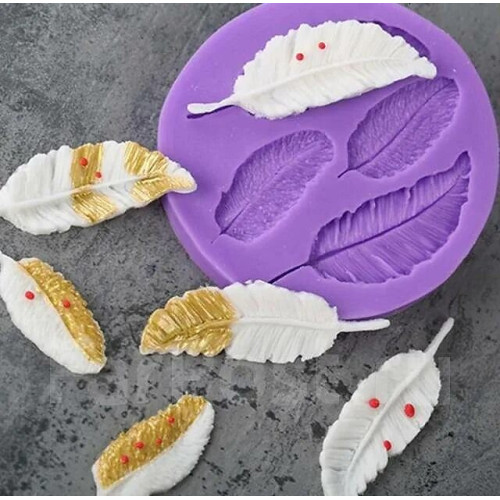 Молд силиконовый для кондитеров Перышки 4 ячейки для украшения тортов и десертов