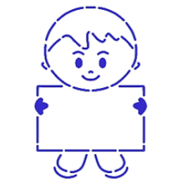 Вырубка + трафарет "МАЛЬЧИК С ТАБЛИЧКОЙ", 10 см