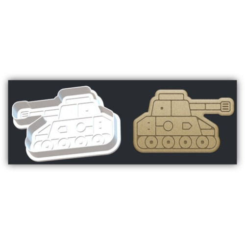 Вырубка и штамп для кондитеров «Танк», 8 см - идеальная форма для теста и мастики