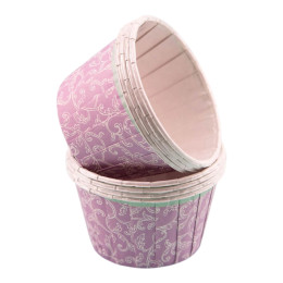 Формы бумажные для выпечки "Маффин" с ламинацией  (Сиреневый с узорами), 50 х 40 мм, 10 штук