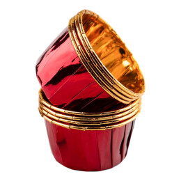 Формы бумажные для выпечки "Маффин" с ламинацией, рубиновый - золотой металлик, 50 х 40 мм, 10 штук