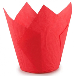 Форма бумажная для выпечки "Тюльпан", красный, 10 штук