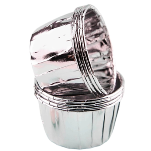 Формы бумажные для выпечки "Маффин" с ламинацией, серебряный металлик, 50 х 40 мм