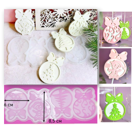 Форма для леденцов "Ёлочные игрушки с бантом"