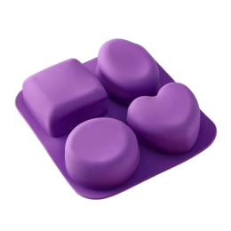 Форма для муссовых десертов и выпечки "Фигуры и сердце", 4 ячейки