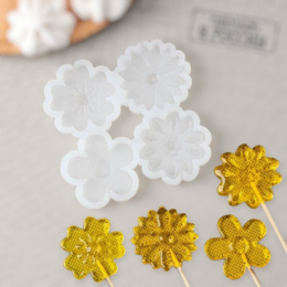 Силиконовый молд для леденцов «Цветы» (5 см цветок)