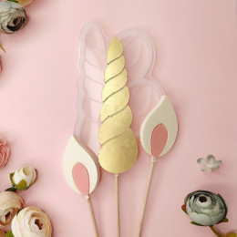 Форма силиконовая для леденцов "Ушки и рог единорога"