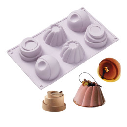 Форма для выпечки Доляна «Пудинг», силикон, 6 ячеек, 29.3×17×4.5 см