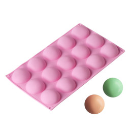 Форма для выпечки «Полусфера», силикон, 28×16,5 см, 15 ячеек (d=4,5 см)