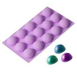 Форма для выпечки «Фигуры. Полусфера», силикон, 28×16.5×2.3 см, 15 ячеек
