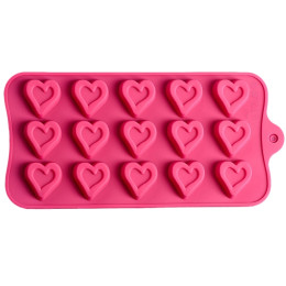 Форма силиконовая  для шоколада "Сердечки", 15 ячеек