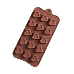 Форма силиконовая  для шоколада "Сердечки", 15 ячеек