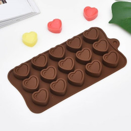 Форма силиконовая  для шоколада "Сердца", 15 ячеек