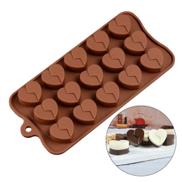 Форма силиконовая  для шоколада "Сердце", 15 ячеек