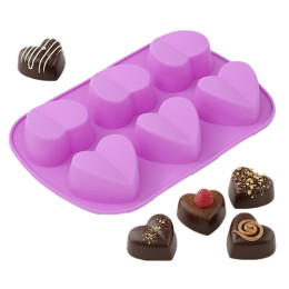 Форма для выпечки и муссовых десертов "Сердце пополам",  6 ячеек