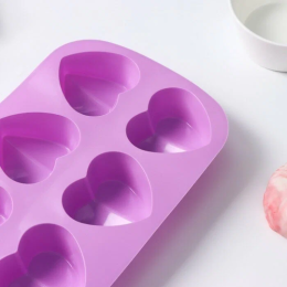 Форма для выпечки и муссовых десертов "Сердце пополам",  6 ячеек