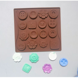 Форма силиконовая для  шоколада "Пуговки",  16 ячеек