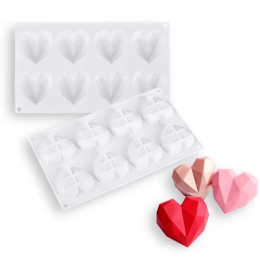 Форма силиконовая для шоколада "Гранёное сердце", 6,5 х 6,5 х 1,7 см, 8 ячеек, SG- BD-H11