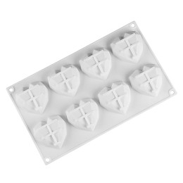 Форма силиконовая для шоколада "Гранёное сердце", 6,5 х 6,5 х 1,7 см, 8 ячеек, SG- BD-H11