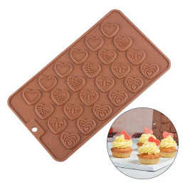 Форма силиконовая для шоколада "Ажурные сердечки"