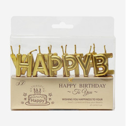 Набор свечей "Happy Birthday", буквы золотые