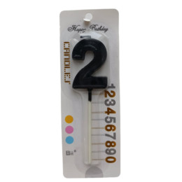 Свеча в торт на шпажке "Цифра 2", чёрная