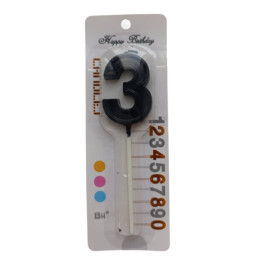 Свеча в торт на шпажке "Цифра 3", чёрная