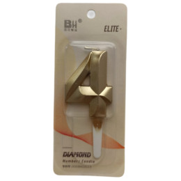 Свеча в торт "Цифра с гранью 4", золото