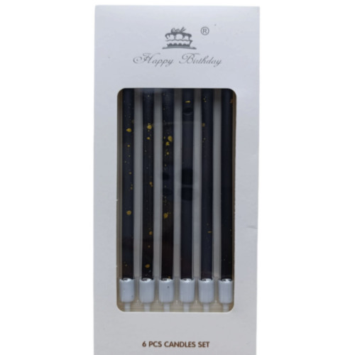 Свечи в торт коктейльные, 6 шт, 13,5 см, чёрные