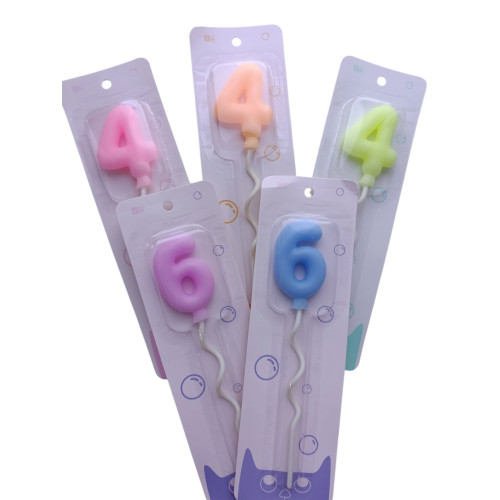 Свеча в торт "Цифра праздничная", цвет микс