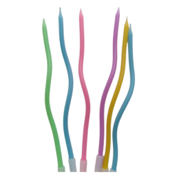 Свечи для торта витые "Серпантин" 6  шт, коктейльные, разноцветные