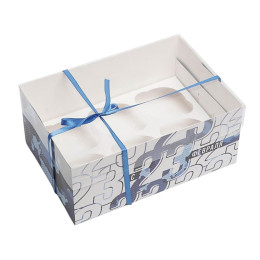 Коробка для капкейков с PVC крышкой «23 февраля», 23 × 16 × 10 см  