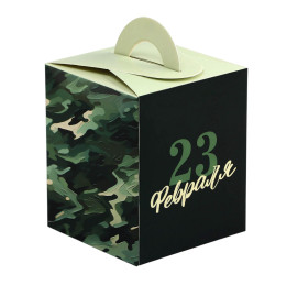 Коробка для 1 капкейка «23 февраля», 9.2×9.2×11.1 см